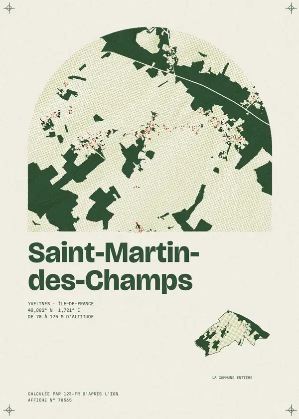 Affiche de Saint-Martin-des-Champs, calculée par 123-fr d'après l'IGN