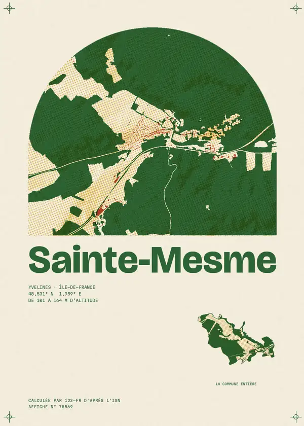 Affiche de Sainte-Mesme, calculée par 123-fr d'après l'IGN