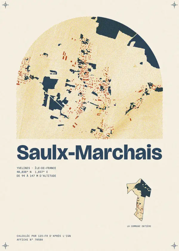 Affiche de Saulx-Marchais, calculée par 123-fr d'après l'IGN