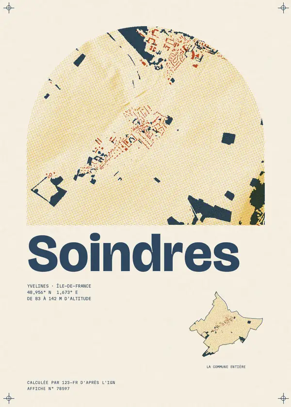 Affiche de Soindres, calculée par 123-fr d'après l'IGN