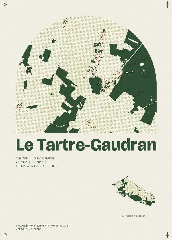 Affiche de Le Tartre-Gaudran, calculée par 123-fr d'après l'IGN