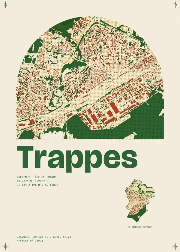 Affiche de Trappes, calculée par 123-fr d'après l'IGN