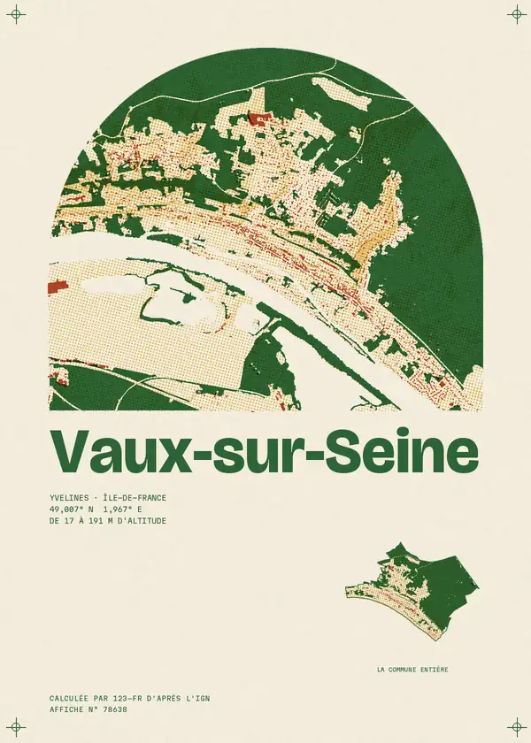 Affiche de Vaux-sur-Seine, calculée par 123-fr d'après l'IGN
