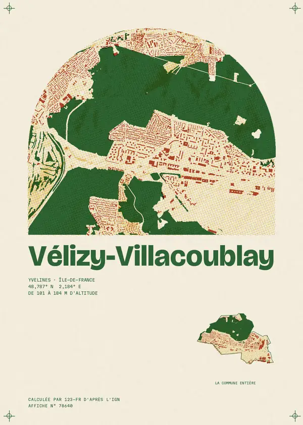 Affiche de Vélizy-Villacoublay, calculée par 123-fr d'après l'IGN