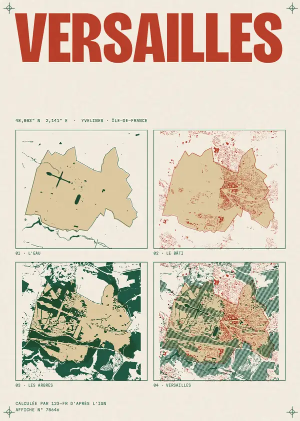 Affiche de Versailles, calculée par 123-fr d'après l'IGN