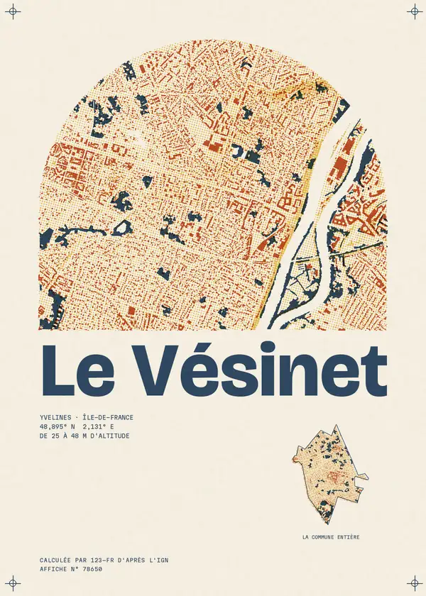 Affiche de Le Vésinet, calculée par 123-fr d'après l'IGN