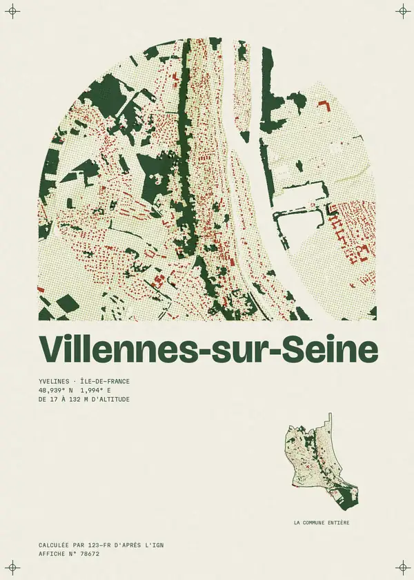 Affiche de Villennes-sur-Seine, calculée par 123-fr d'après l'IGN
