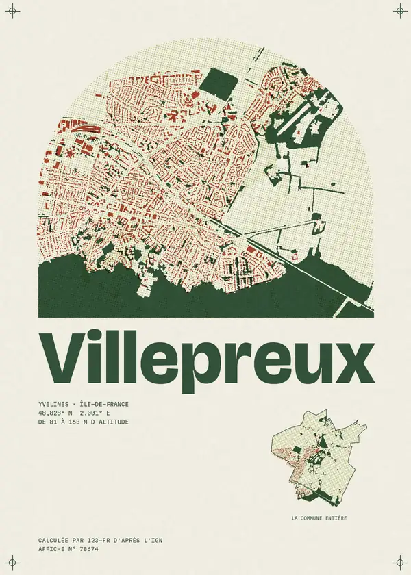 Affiche de Villepreux, calculée par 123-fr d'après l'IGN