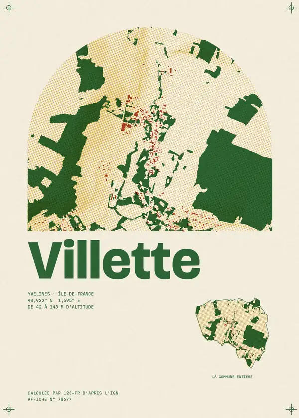 Affiche de Villette, calculée par 123-fr d'après l'IGN