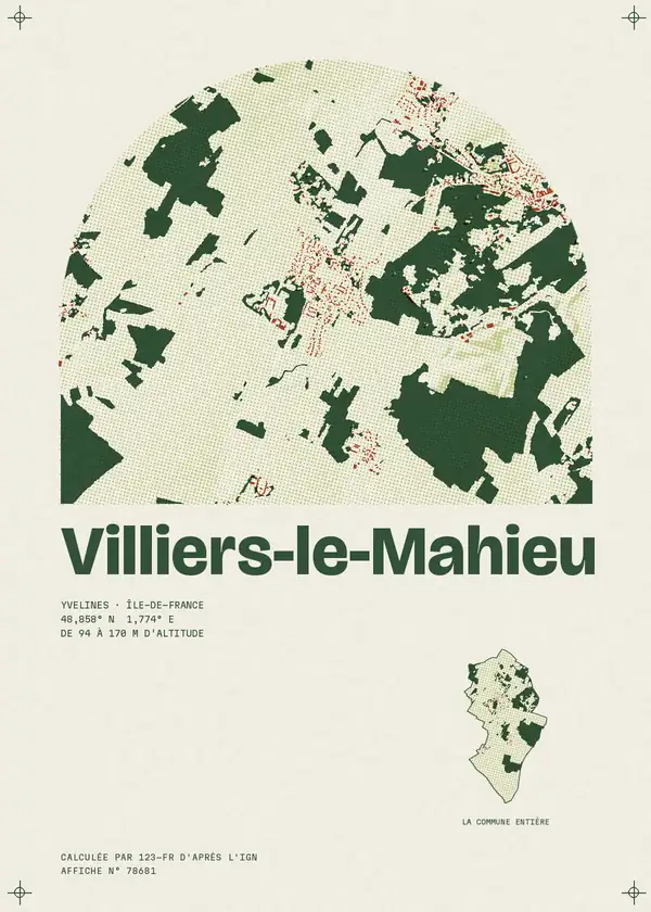Affiche de Villiers-le-Mahieu, calculée par 123-fr d'après l'IGN