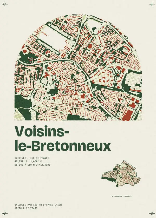 Affiche de Voisins-le-Bretonneux, calculée par 123-fr d'après l'IGN