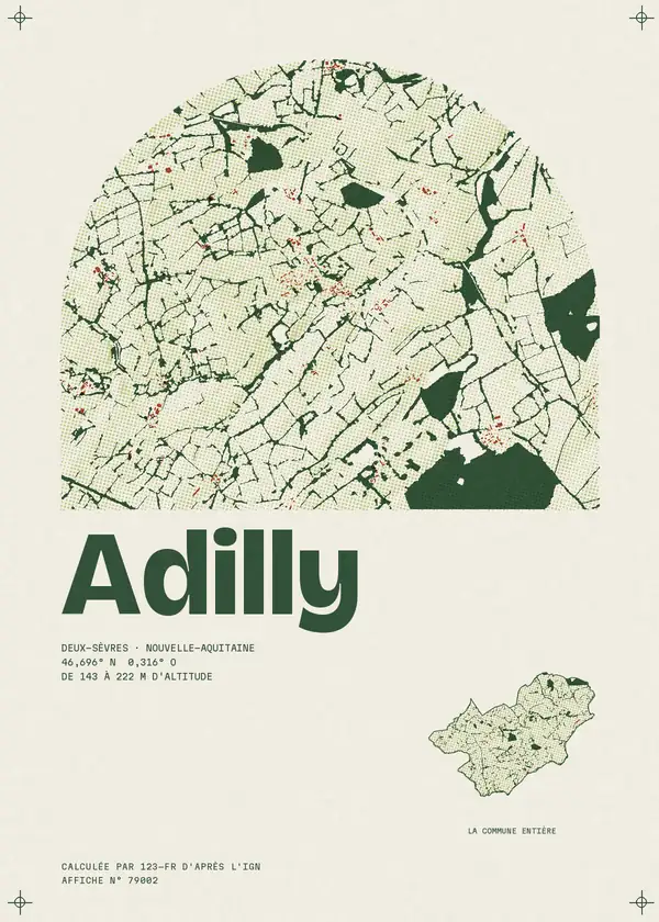 Affiche de Adilly, calculée par 123-fr d'après l'IGN