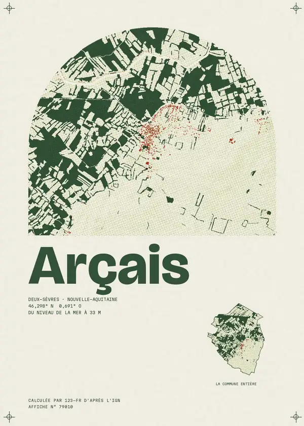 Affiche de Arçais, calculée par 123-fr d'après l'IGN