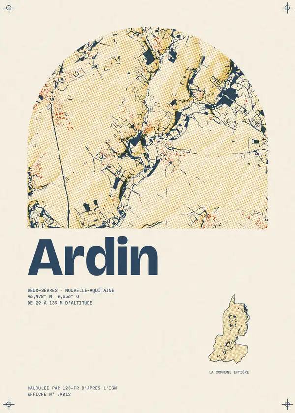 Affiche de Ardin, calculée par 123-fr d'après l'IGN