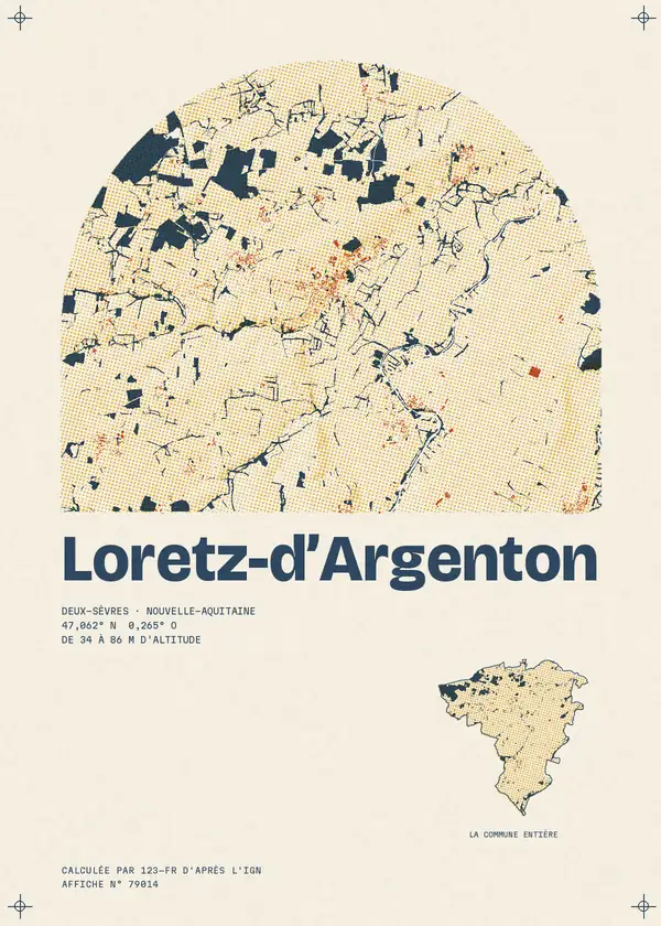 Affiche de Loretz-d'Argenton, calculée par 123-fr d'après l'IGN