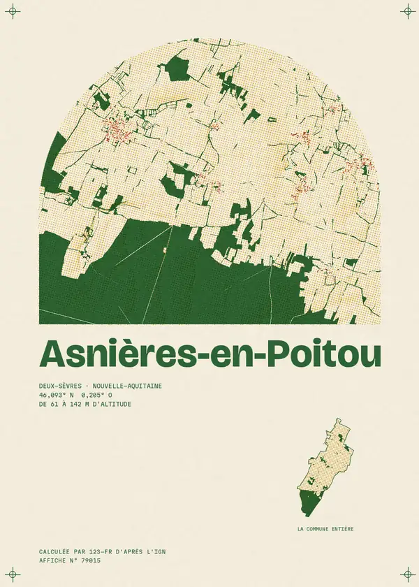 Affiche de Asnières-en-Poitou, calculée par 123-fr d'après l'IGN