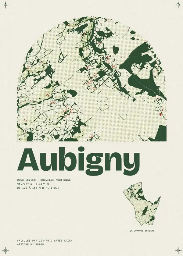 Affiche de Aubigny, calculée par 123-fr d'après l'IGN