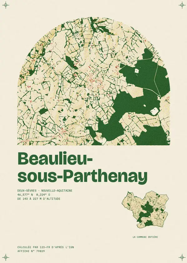Affiche de Beaulieu-sous-Parthenay, calculée par 123-fr d'après l'IGN