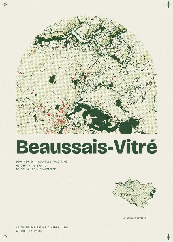 Affiche de Beaussais-Vitré, calculée par 123-fr d'après l'IGN