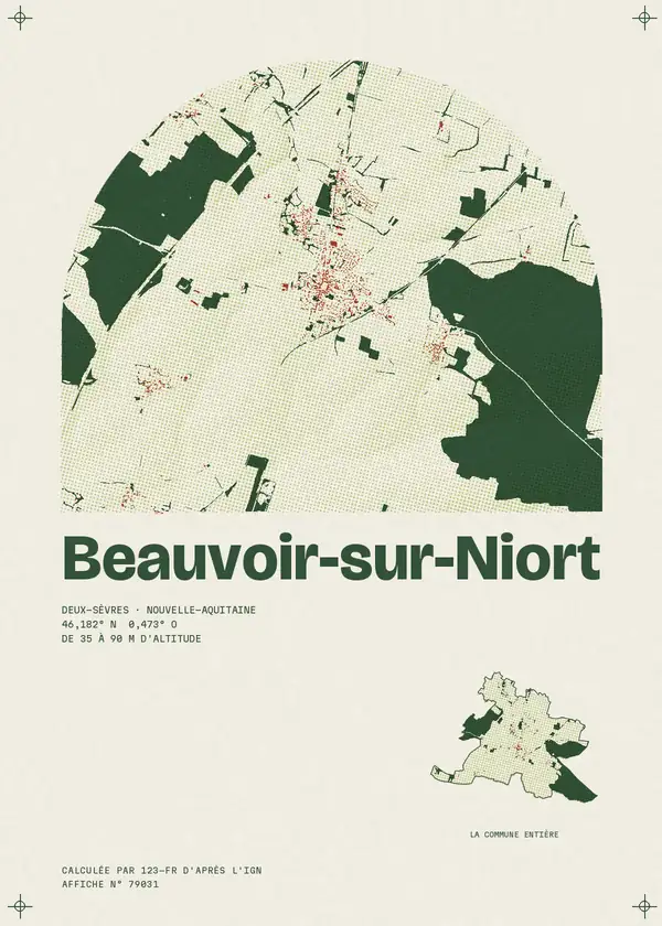 Affiche de Beauvoir-sur-Niort, calculée par 123-fr d'après l'IGN