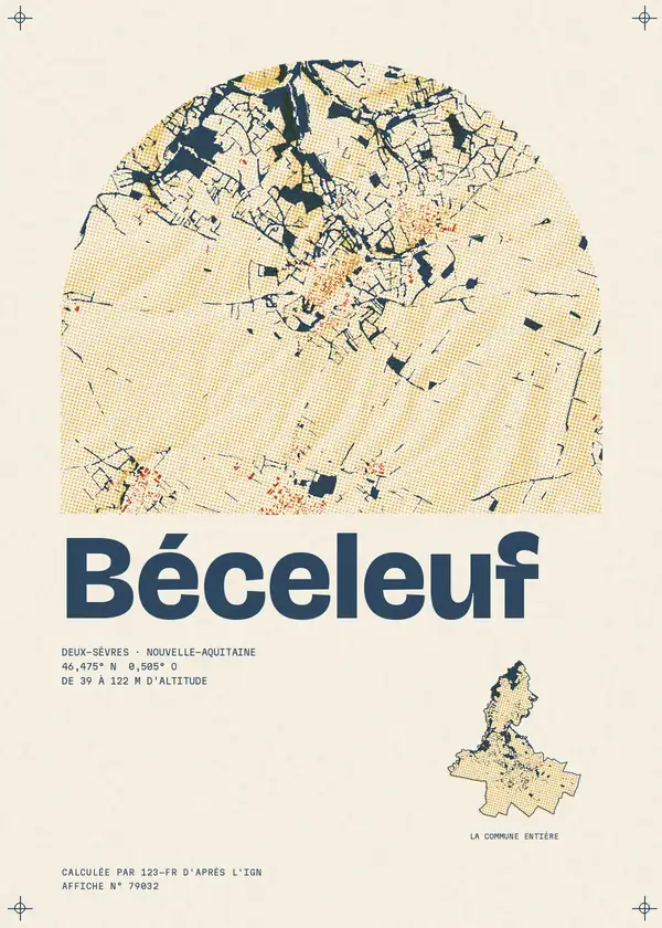 Affiche de Béceleuf, calculée par 123-fr d'après l'IGN