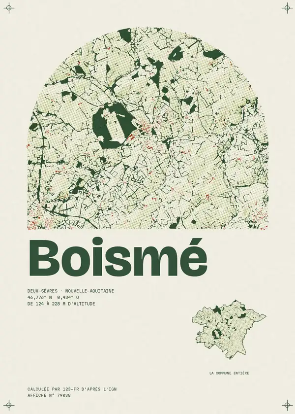 Affiche de Boismé, calculée par 123-fr d'après l'IGN