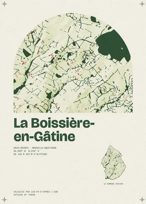 Affiche de La Boissière-en-Gâtine, calculée par 123-fr d'après l'IGN