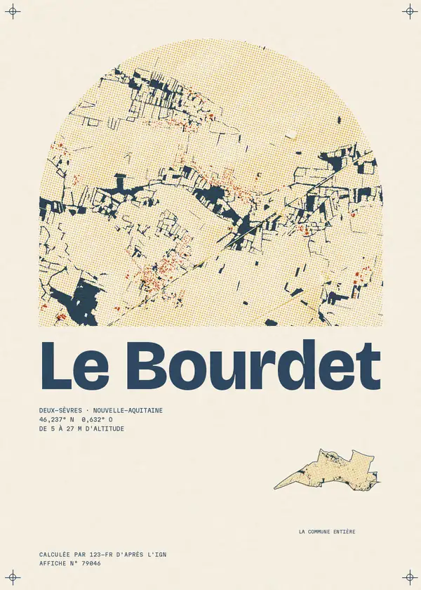 Affiche de Le Bourdet, calculée par 123-fr d'après l'IGN