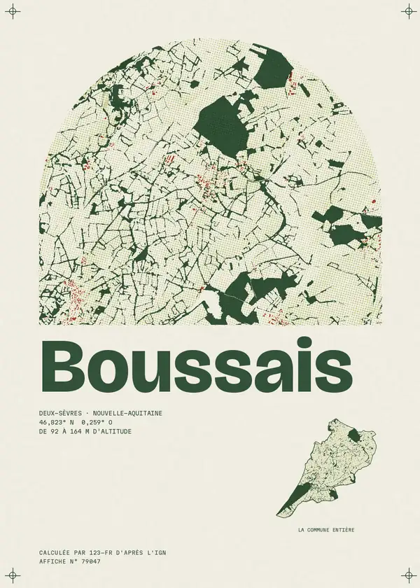 Affiche de Boussais, calculée par 123-fr d'après l'IGN