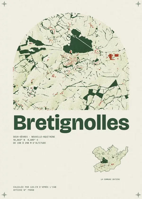 Affiche de Bretignolles, calculée par 123-fr d'après l'IGN