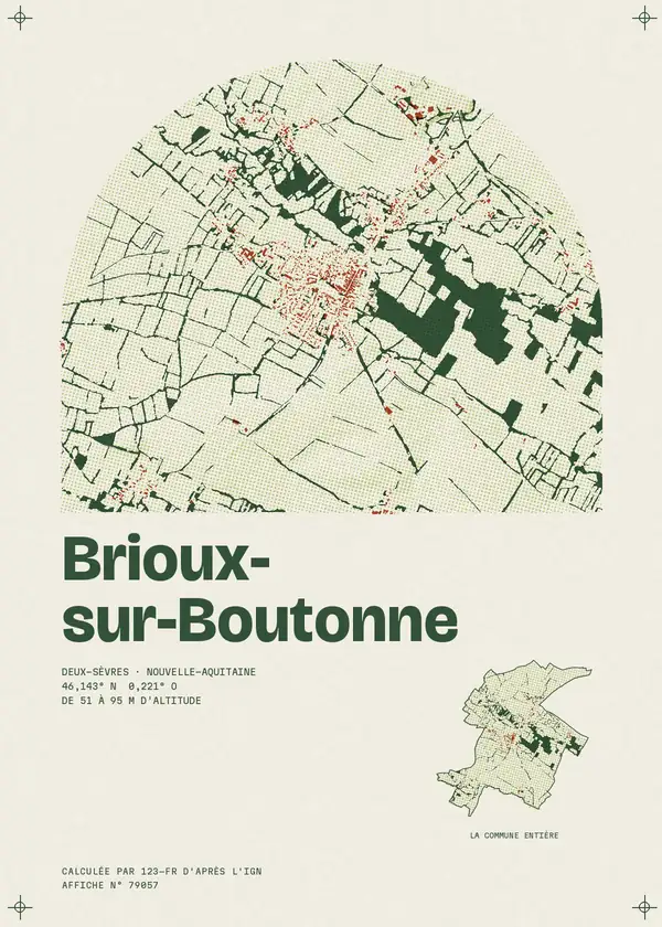 Affiche de Brioux-sur-Boutonne, calculée par 123-fr d'après l'IGN
