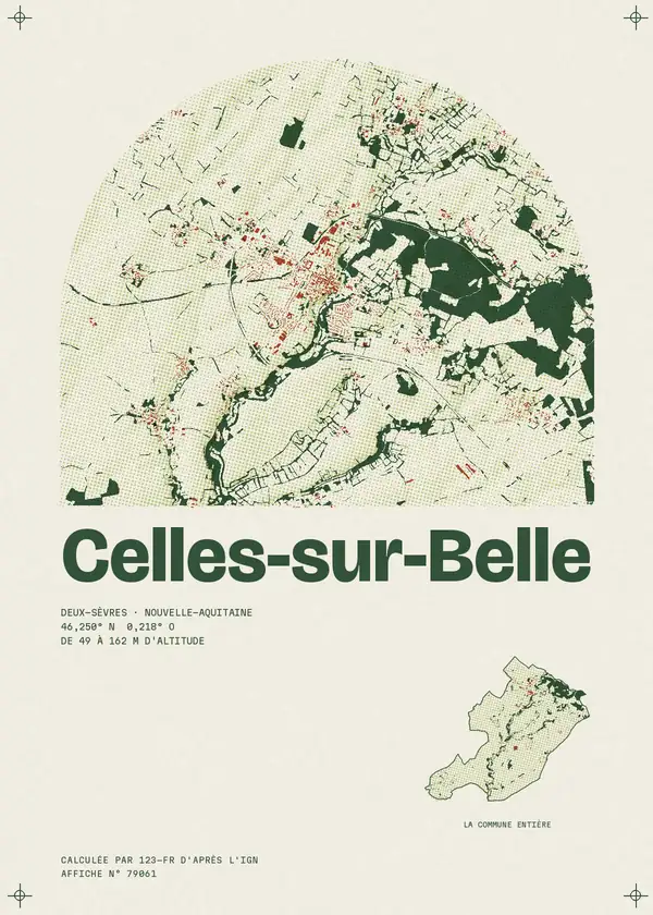 Affiche de Celles-sur-Belle, calculée par 123-fr d'après l'IGN