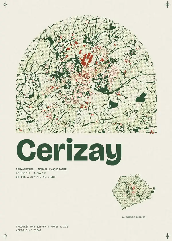 Affiche de Cerizay, calculée par 123-fr d'après l'IGN