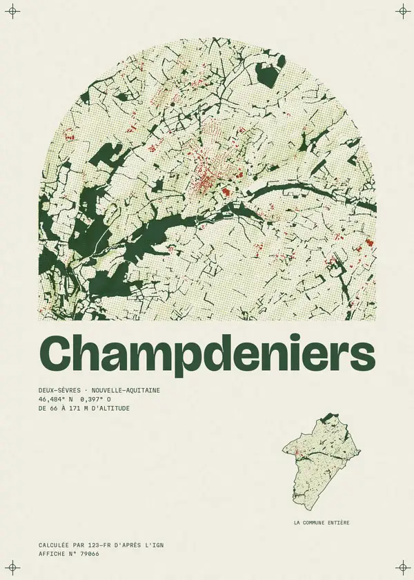 Affiche de Champdeniers, calculée par 123-fr d'après l'IGN