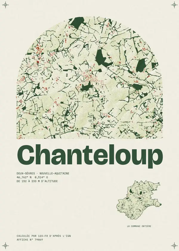 Affiche de Chanteloup, calculée par 123-fr d'après l'IGN