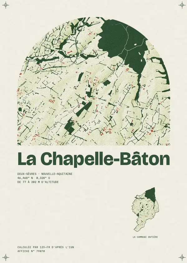 Affiche de La Chapelle-Bâton, calculée par 123-fr d'après l'IGN