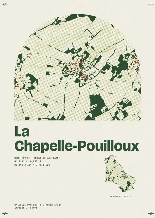 Affiche de La Chapelle-Pouilloux, calculée par 123-fr d'après l'IGN
