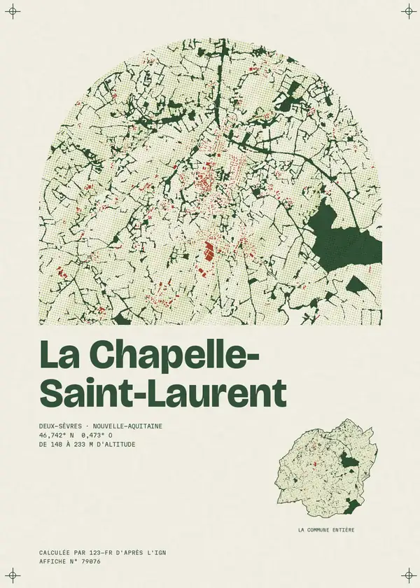 Affiche de La Chapelle-Saint-Laurent, calculée par 123-fr d'après l'IGN