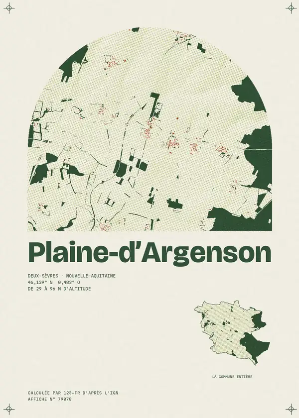 Affiche de Plaine-d'Argenson, calculée par 123-fr d'après l'IGN