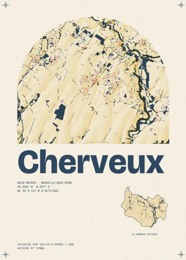 Affiche de Cherveux, calculée par 123-fr d'après l'IGN