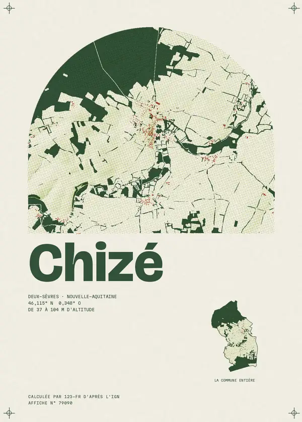 Affiche de Chizé, calculée par 123-fr d'après l'IGN