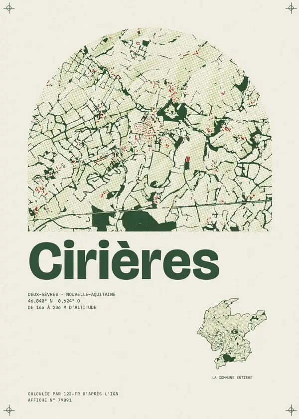 Affiche de Cirières, calculée par 123-fr d'après l'IGN