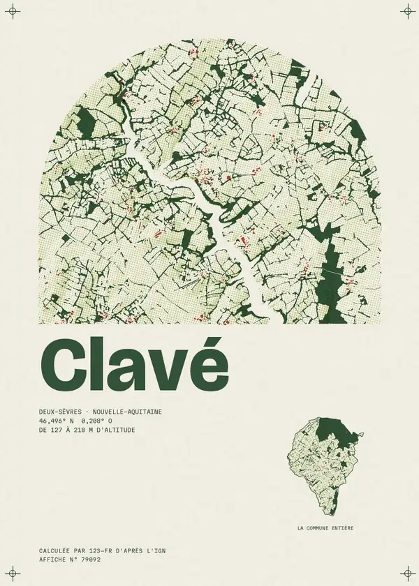 Affiche de Clavé, calculée par 123-fr d'après l'IGN