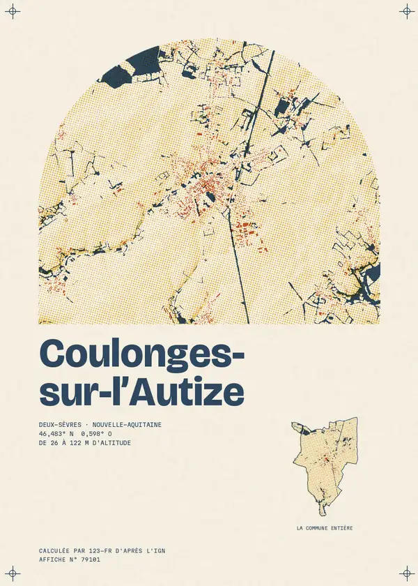 Affiche de Coulonges-sur-l'Autize, calculée par 123-fr d'après l'IGN