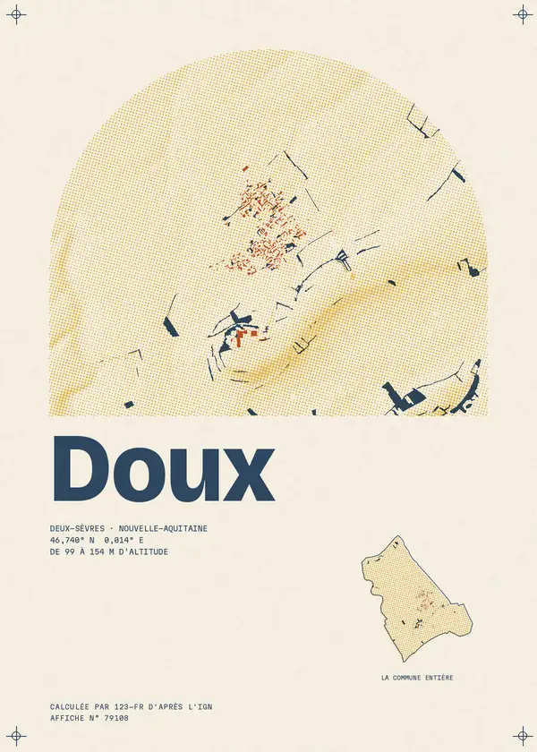 Affiche de Doux, calculée par 123-fr d'après l'IGN