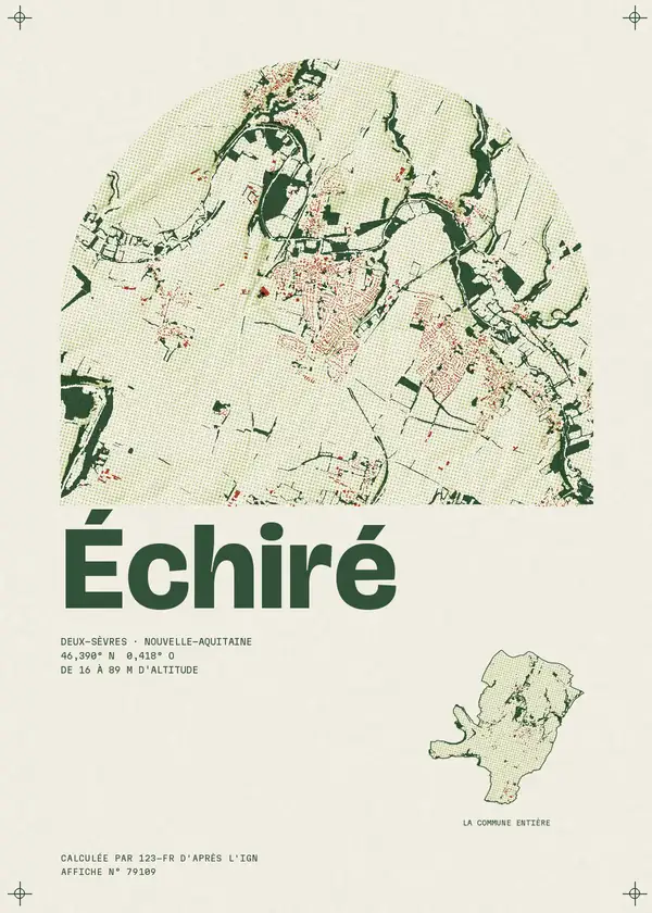 Affiche de Échiré, calculée par 123-fr d'après l'IGN