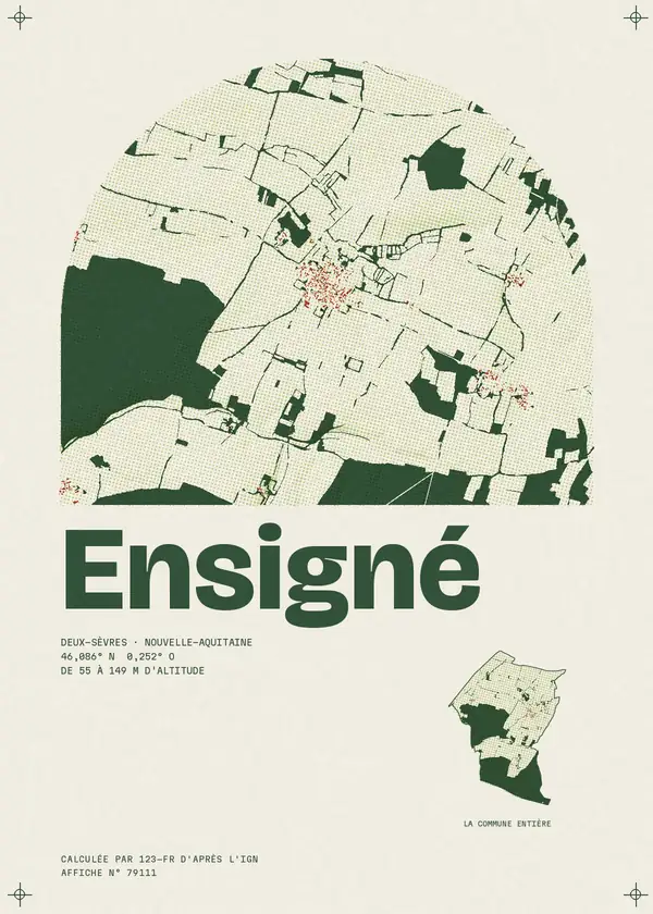 Affiche de Ensigné, calculée par 123-fr d'après l'IGN