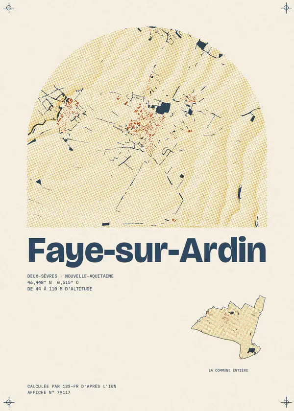 Affiche de Faye-sur-Ardin, calculée par 123-fr d'après l'IGN