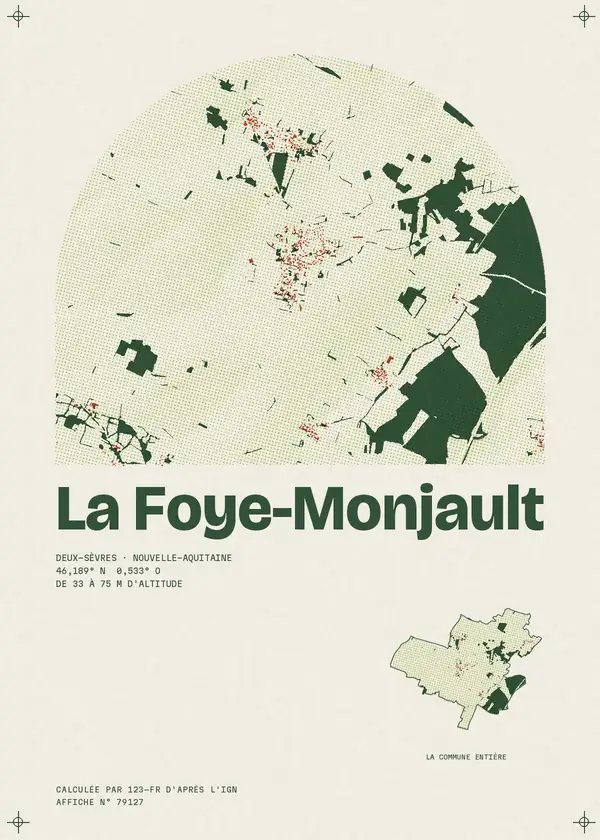 Affiche de La Foye-Monjault, calculée par 123-fr d'après l'IGN