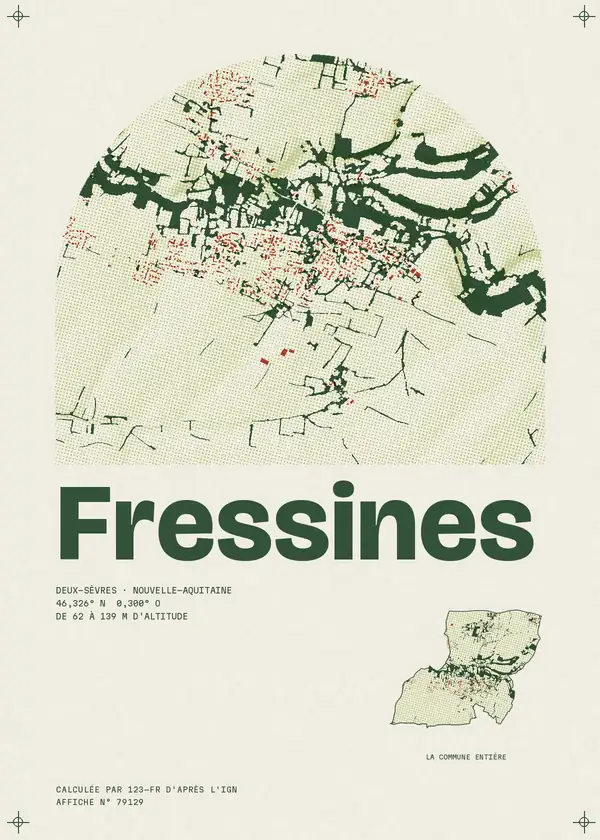 Affiche de Fressines, calculée par 123-fr d'après l'IGN